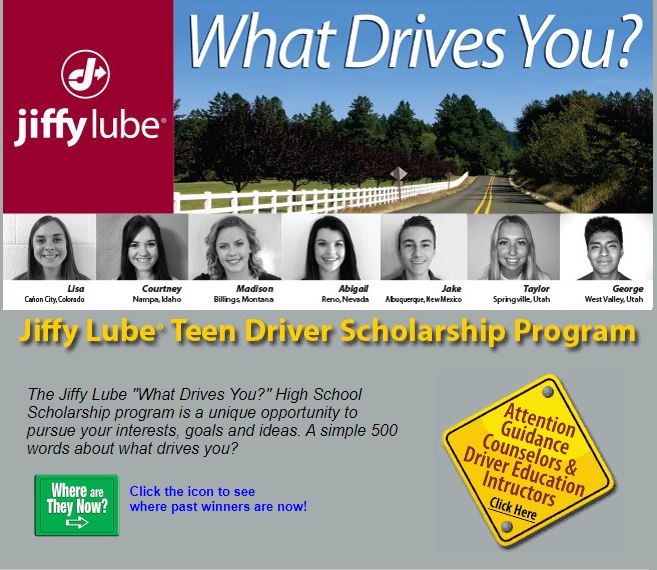 Jiffy Lube “What Drives You” Scholarship is OPEN NOW!
